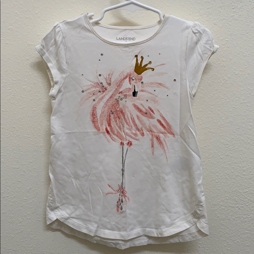 Lands End Kids Flamingo Ballet Crystal T Shirt